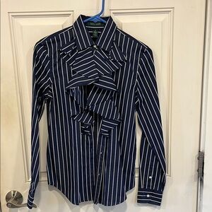 Blue and White Striped Button-Up Shirt